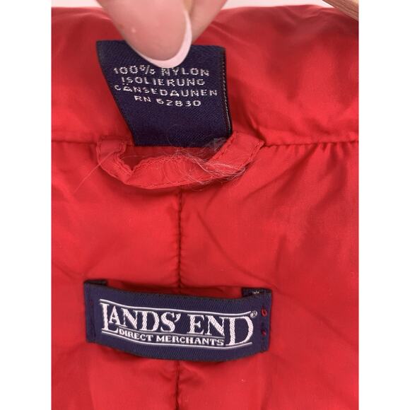 Lands' End Puffer Vest Red Snap Front Goose Down Quilted Gorpccore L - Picture 6 of 8